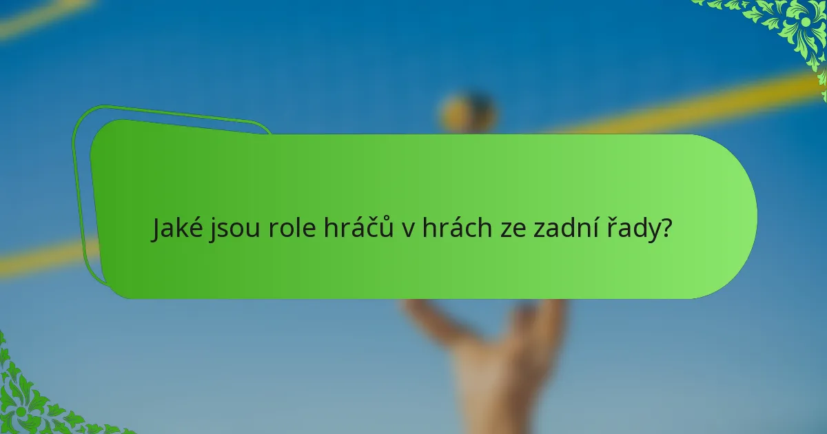 Jaké jsou role hráčů v hrách ze zadní řady?
