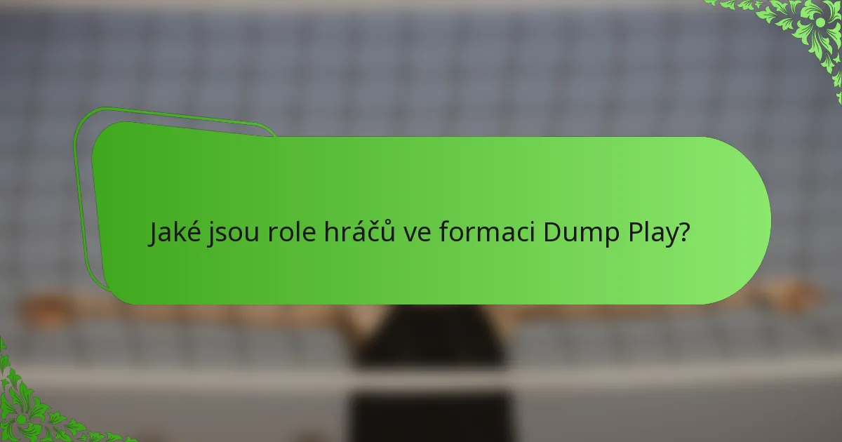 Jaké jsou role hráčů ve formaci Dump Play?
