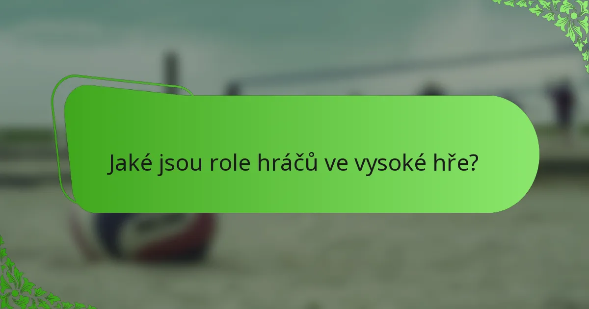 Jaké jsou role hráčů ve vysoké hře?